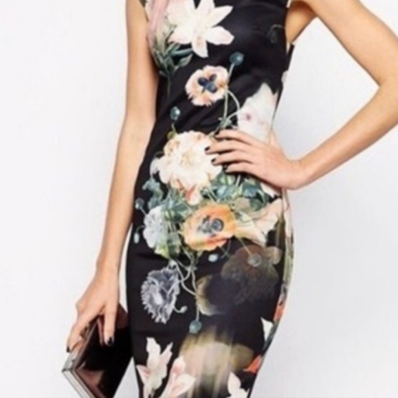 Ted Baker Opulent Bloom Fitted Midi Dress, size Ted 1 (US4) - Picture 2 of 11
